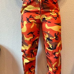 Orange windbreaker camo pants